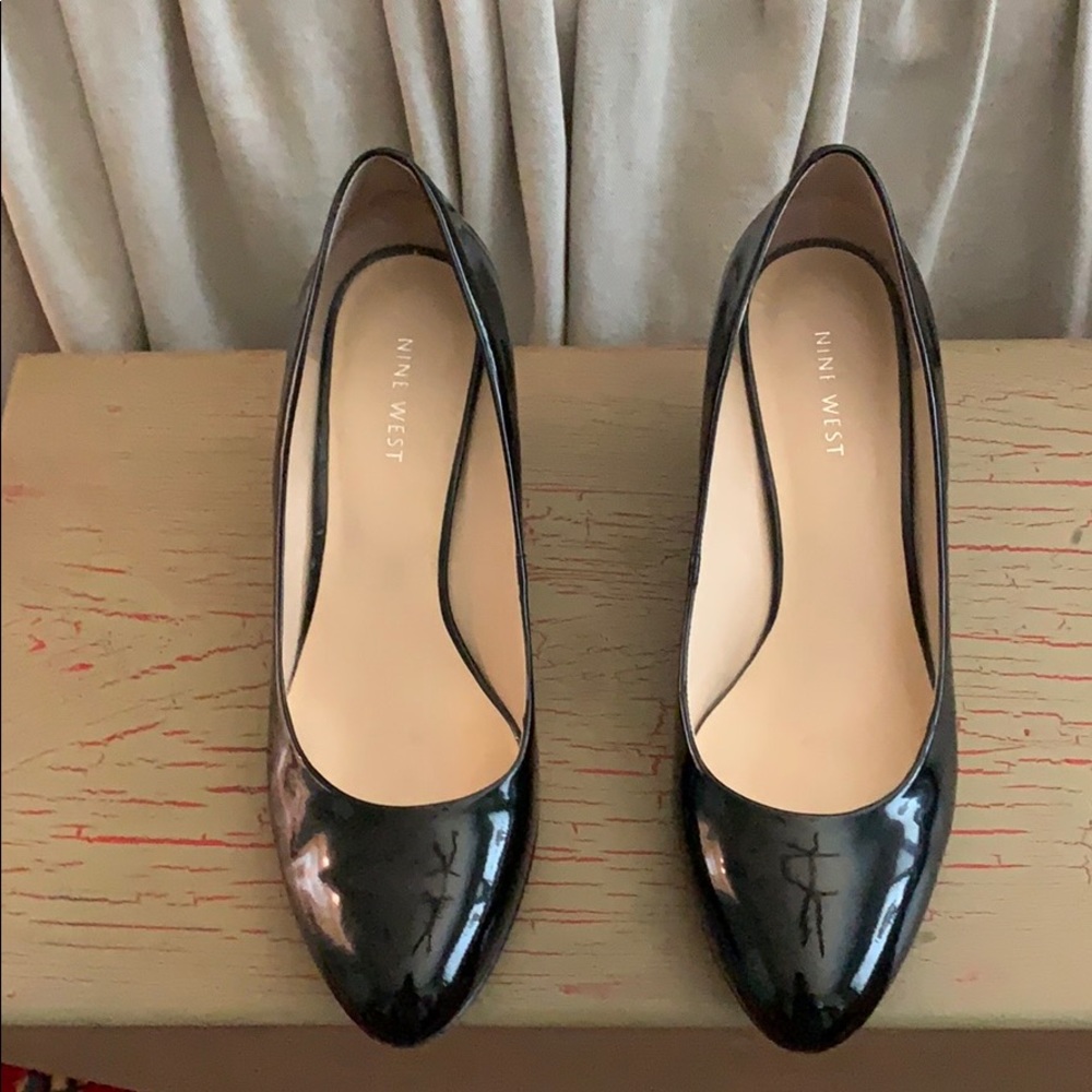 Patent leather wedges